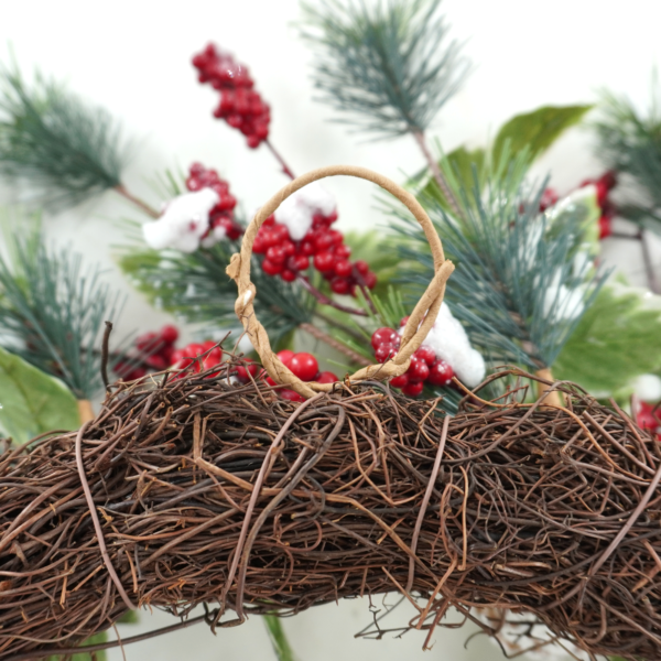 WF000240003-2 Snowy Pinecone and Berry Artificial Wreath,Christmas Wreath for Wall,Winter Wreath for Door
