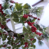 WF000240003-4 Snowy Pinecone and Berry Artificial Wreath,Christmas Wreath for Wall,Winter Wreath for Door