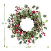 WF000240003新2 Snowy Pinecone and Berry Artificial Wreath,Christmas Wreath for Wall,Winter Wreath for Door