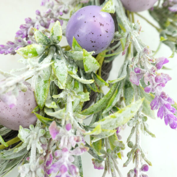 WF000240022-1 Artificial Lavender & Easter Egg Spring Wreath – Purple Floral Front Door Décor
