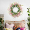 WF000240023-2 Artificial Dried Flower Spring Wreath – Pink Pampas & Pastel Boho Front Door Wreath