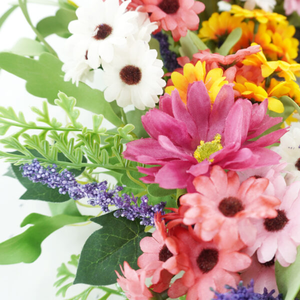 WF000240024-1 Artificial Daisy Spring Wreath – Colorful Wildflower Wreath for Front Door
