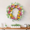 WF000240024-3 Artificial Daisy Spring Wreath – Colorful Wildflower Wreath for Front Door