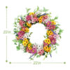 WF000240024-4 Artificial Daisy Spring Wreath – Colorful Wildflower Wreath for Front Door