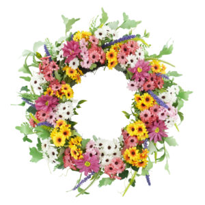 Artificial Daisy Spring Wreath – Colorful Wildflower Wreath for Front Door