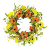 WF000240025 Artificial Poppy Spring Wreath – Yellow & Orange Floral Wreath for Front Door