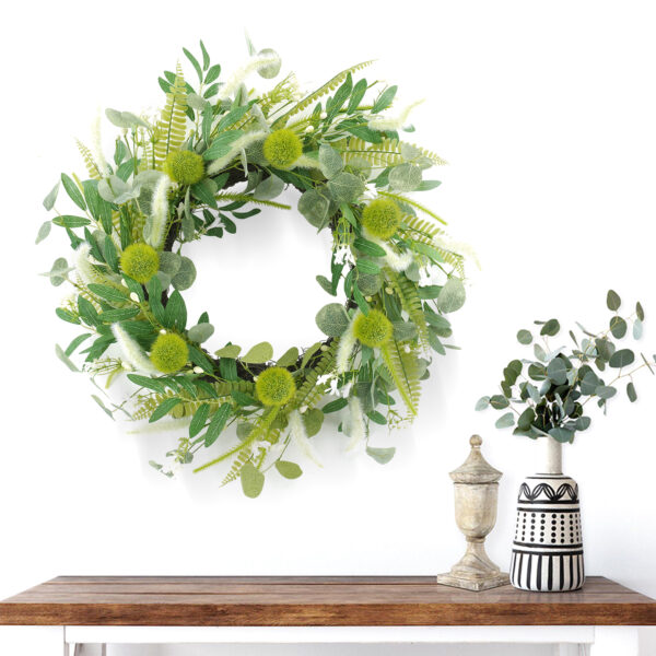 WF000240026-2 Artificial Olive & Eucalyptus Wreath – Greenery Spring Wreath for Front Door