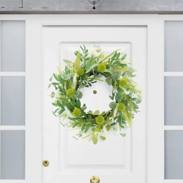 WF000240026-3 Artificial Olive & Eucalyptus Wreath – Greenery Spring Wreath for Front Door