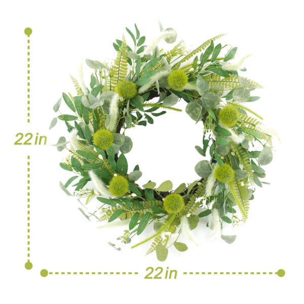 WF000240026-4 Artificial Olive & Eucalyptus Wreath – Greenery Spring Wreath for Front Door
