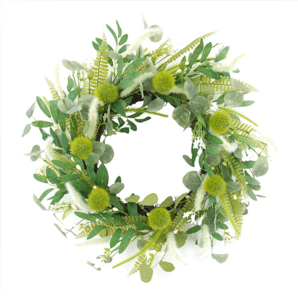 WF000240026 Artificial Olive & Eucalyptus Wreath – Greenery Spring Wreath for Front Door