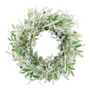 Artificial Olive Leaf Wreath – Faux Greenery Spring Wreath for Front Door