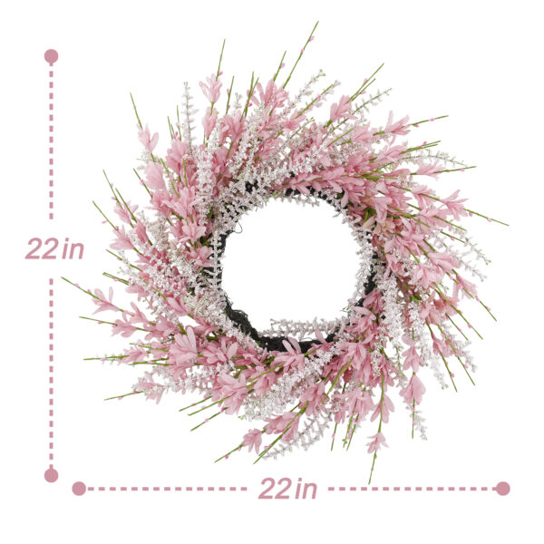 WF000240029-PK-4 Artificial Pink Primrose Spring Wreath – Floral Front Door Wreath