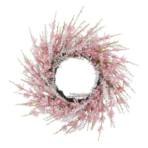 Artificial Pink Primrose Spring Wreath – Floral Front Door Wreath