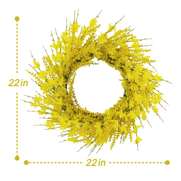 WF000240029-YE-4 Artificial Yellow Primrose Spring Wreath – Floral Front Door Wreath