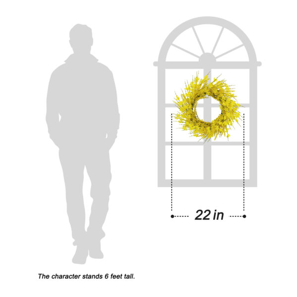 WF000240029-YE-5 Artificial Yellow Primrose Spring Wreath – Floral Front Door Wreath