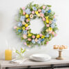 WF000240030-2 Artificial Wildflower & Lemon Spring Wreath – Easter Egg Floral Front Door Wreath