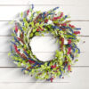 Artificial Patriotic Lavender Wreath – Red, White & Blue Spring Wreath for Front Door