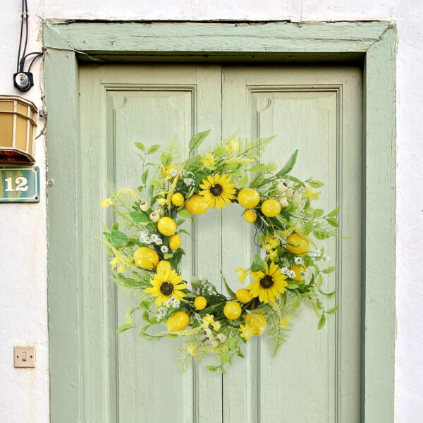 Yellow Sunflower and Lemon Spring Wreath