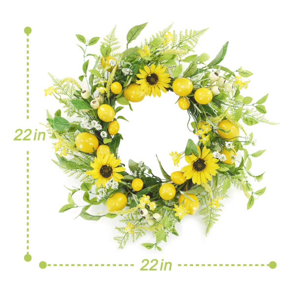 Yellow Sunflower and Lemon Spring Wreath
