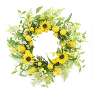 WF000240033 Yellow Sunflower and Lemon Spring Wreath