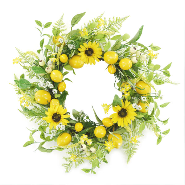 Yellow Sunflower and Lemon Spring Wreath