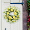 Spring Wreaths of Yellow Roses and Wildflowers