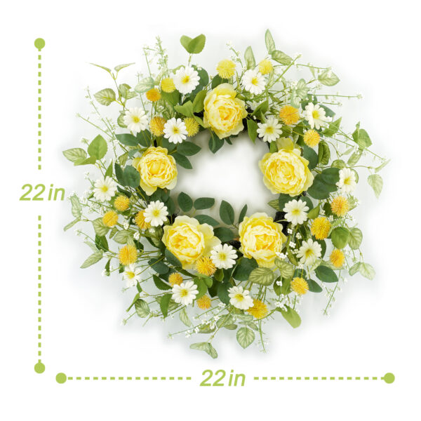 Spring Wreaths of Yellow Roses and Wildflowers