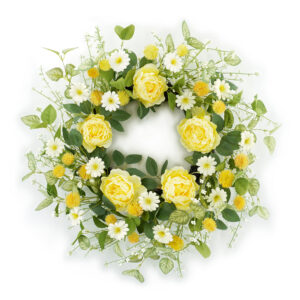 WF000240034 Spring Wreaths of Yellow Roses and Wildflowers