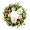 WF000240035 Artificial Pink Dahlia & Rose Spring Wreath – Floral Front Door Wreath