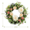 WF000240035-4 Artificial Pink Dahlia & Rose Spring Wreath – Floral Front Door Wreath