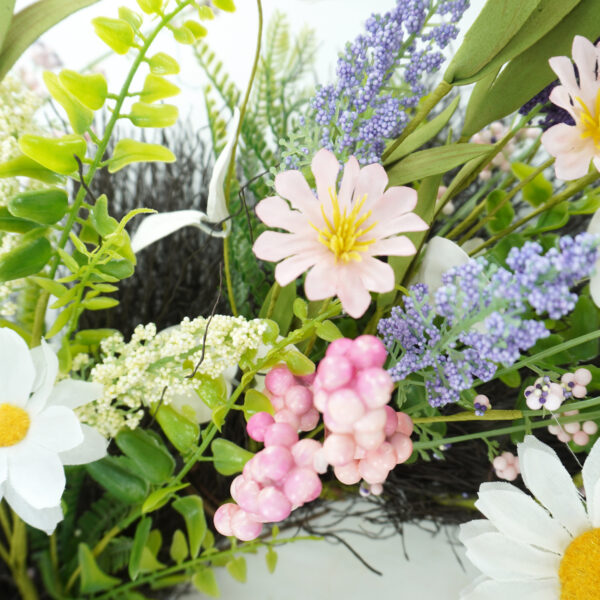 WF000240037-1 Artificial Wildflower Spring Wreath – Colorful Daisy & Greenery Front Door Wreath
