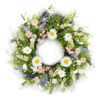 WF000240037 Artificial Wildflower Spring Wreath – Colorful Daisy & Greenery Front Door Wreath