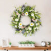 WF000240037-2 Artificial Wildflower Spring Wreath – Colorful Daisy & Greenery Front Door Wreath