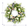 WF000240037-4 Artificial Wildflower Spring Wreath – Colorful Daisy & Greenery Front Door Wreath