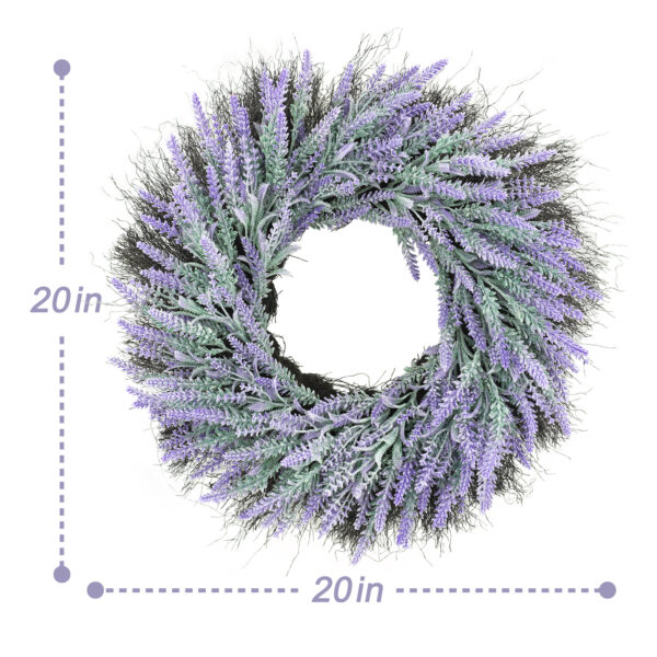 WF000240039-4 Artificial Lavender Wreath – Purple Spring Wreath for Front Door & Wall Décor
