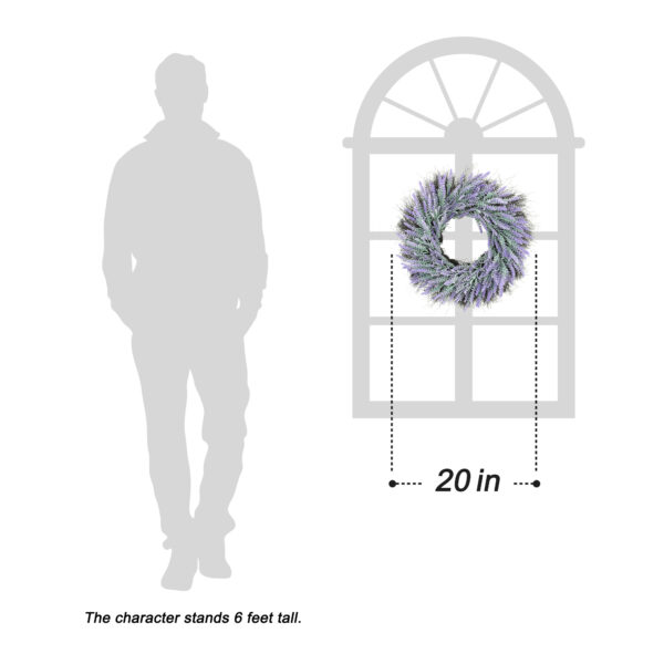 WF000240039-5 Artificial Lavender Wreath – Purple Spring Wreath for Front Door & Wall Décor