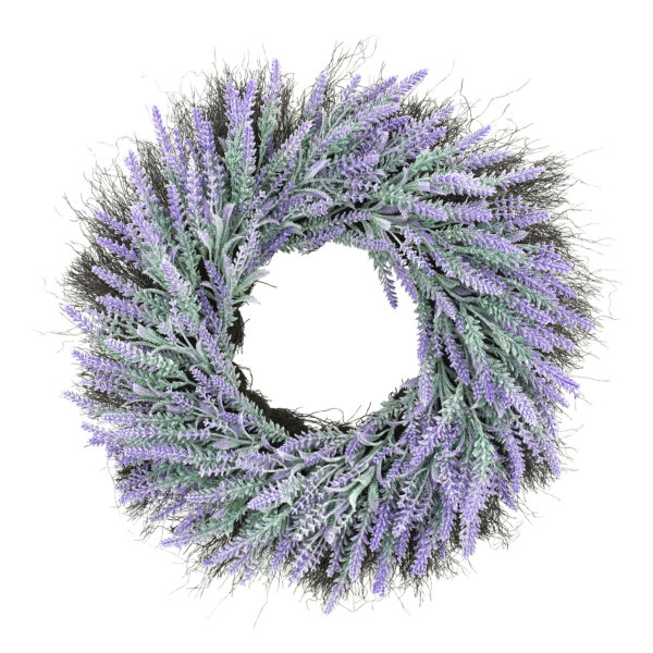 WF000240039 Artificial Lavender Wreath – Purple Spring Wreath for Front Door & Wall Décor