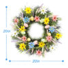 WF000240040-4 Artificial Easter Wreath – Daisy & Lavender Spring Floral Wreath with Eggs for Front Door