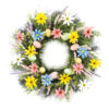 WF000240040 Artificial Easter Wreath – Daisy & Lavender Spring Floral Wreath with Eggs for Front Door