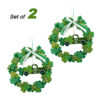 WF000240041-3 Artificial St. Patrick's Day Wreath – Shamrock Clover Wreath Set with Bow for Front Door