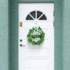 WF000240041-5 Artificial St. Patrick's Day Wreath – Shamrock Clover Wreath Set with Bow for Front Door