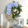 Artificial Pink Hydrangea Spring Wreath – Bird's Nest Floral Front Door Wreath
