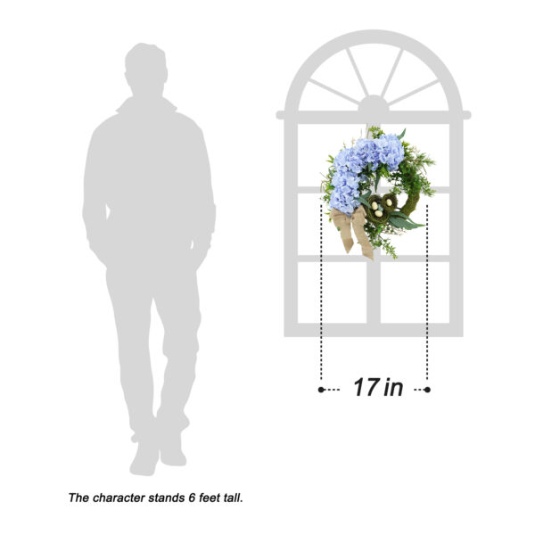 Artificial Pink Hydrangea Spring Wreath – Bird's Nest Floral Front Door Wreath