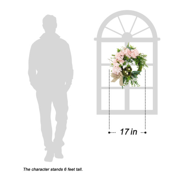 WF000240045-PK-5 Artificial Purple Hydrangea Spring Wreath – Bird's Nest Floral Front Door Wreath