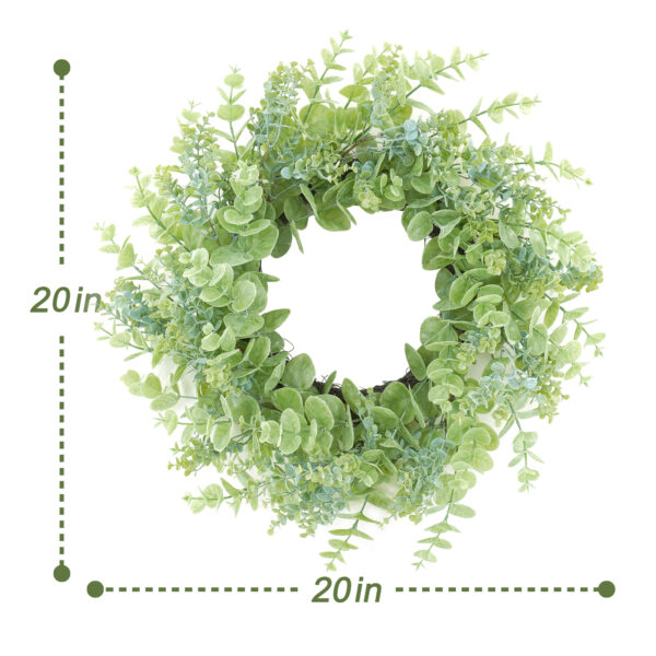 WF000240046-4 Artificial Eucalyptus Wreath – Green Spring Wreath for Front Door, Year-Round Greenery