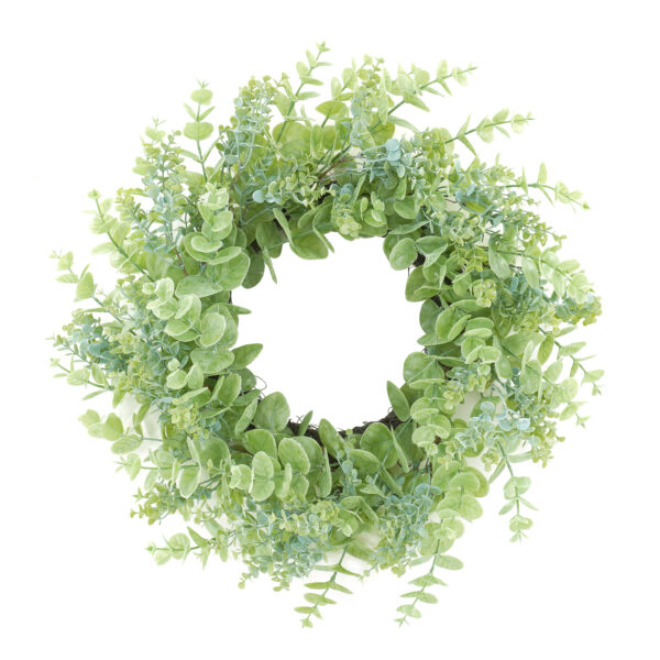 WF000240046 Artificial Eucalyptus Wreath – Green Spring Wreath for Front Door, Year-Round Greenery