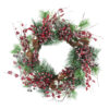 WF000240048 Artificial Pine Needle Christmas Wreath with Frosted Red Berries & Pinecones
