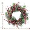 WF000240048-5 Artificial Pine Needle Christmas Wreath with Frosted Red Berries & Pinecones