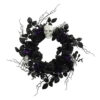 Halloween LED Skull Wreath with Black Roses & Purple Lights – Spooky Gothic Front Door Décor