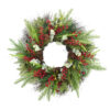 Artificial Pine Christmas Wreath with Red Berries & Pinecones – Holiday Front Door Décor